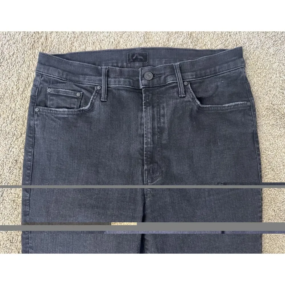 MOTHER Insider Crop Step Fray Jeans Not Guilty Black Wash Size 32 MINT CONDITION - Picture 4 of 8